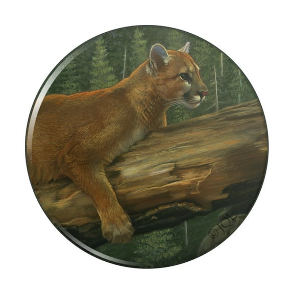 Cougar Mountain Lion on Fallen Tree Kitchen Refrigerator Locker Button Magnet