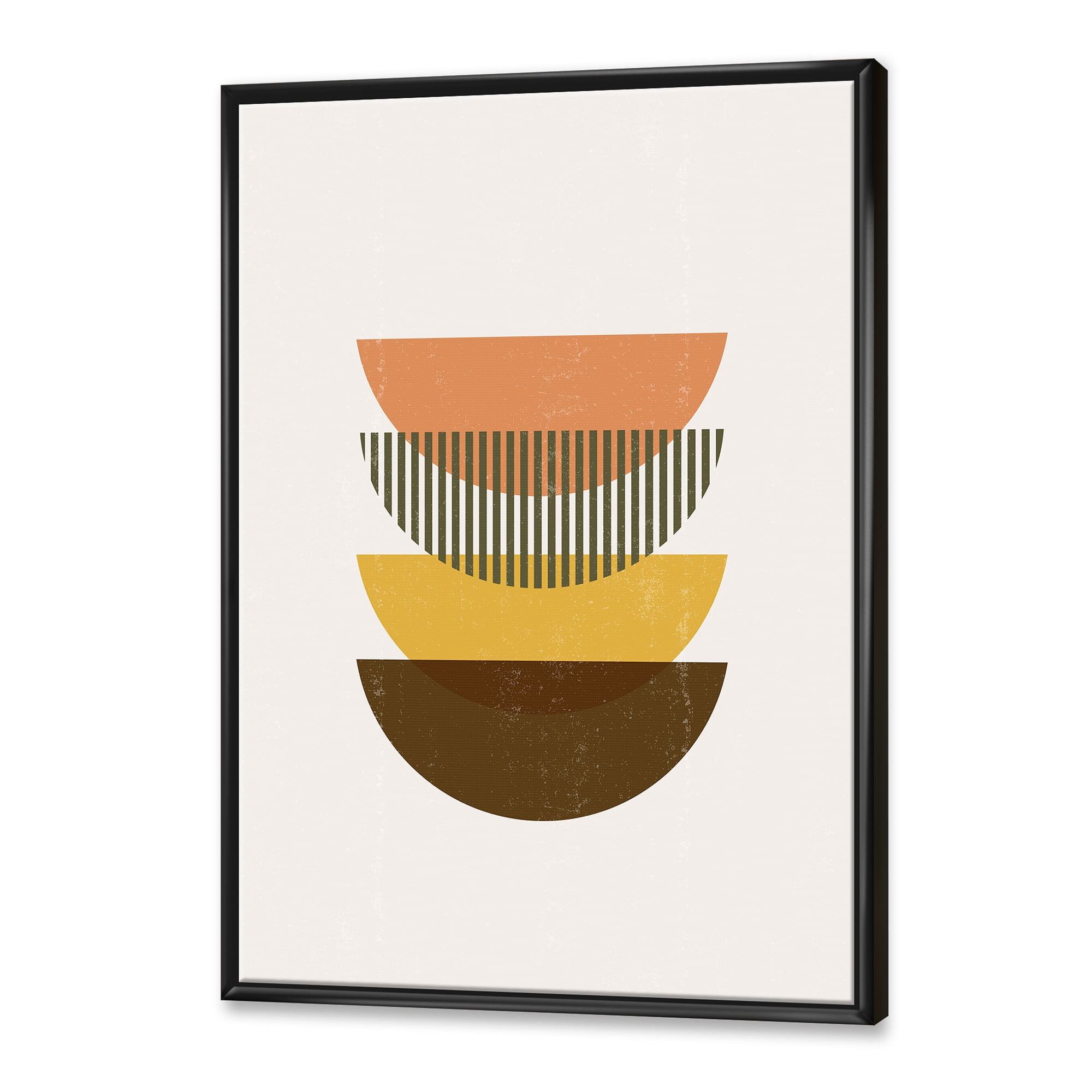 Designart 'Half Moons In Earth Tones Abstract Geometric Art' Modern Framed Canvas Wall Art Print