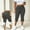 Dark Gray women's capri leggings a1, variant on Cagogo Women's Capri Pants High Waisted Solid Casual Active Yoga Leggings Plus Size Summer Loose Fit Lounge Beach Work Trousers Vacation Clothes, Navy L