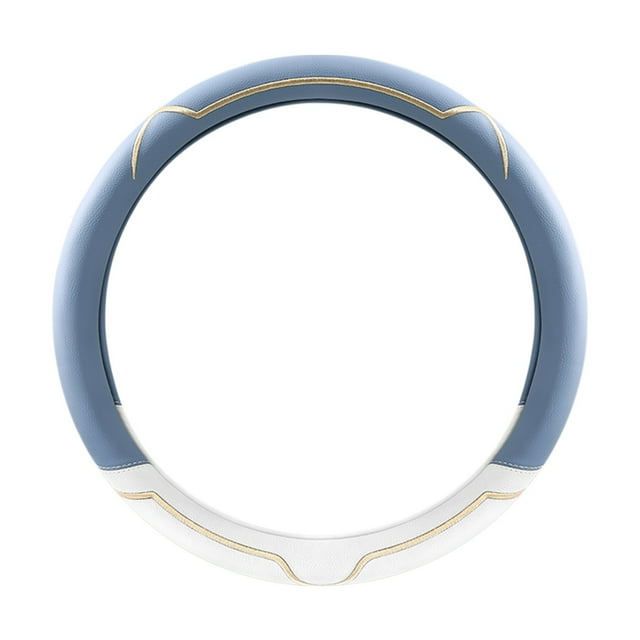 F Round Non Slip Car Steering Wheel Cover Thin Handle Cover Universal Fit For All Seasons Sport Design High Low Temperature Resistant Pu Leather Material