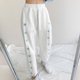 thumbnail image 2 of Gibobby Pantalones sueltos de cintura ancha para mujer a la estampados pantalones casuales largos con cordón para mujer (White, M), 2 of 5