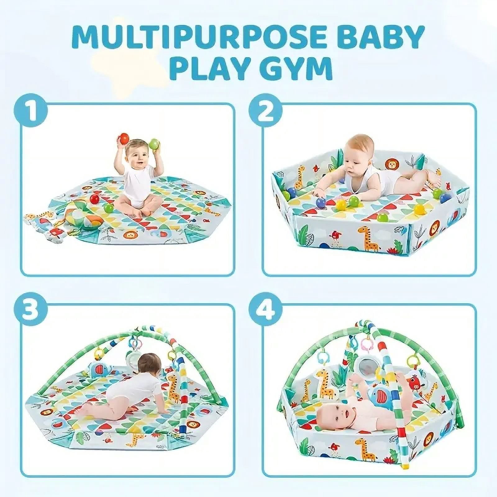 Auto Beyond Baby gym play mat, sit-up mat, children's floor mat, children's learning sensory toys, motor skill development, suitable for babies aged 0-12 months