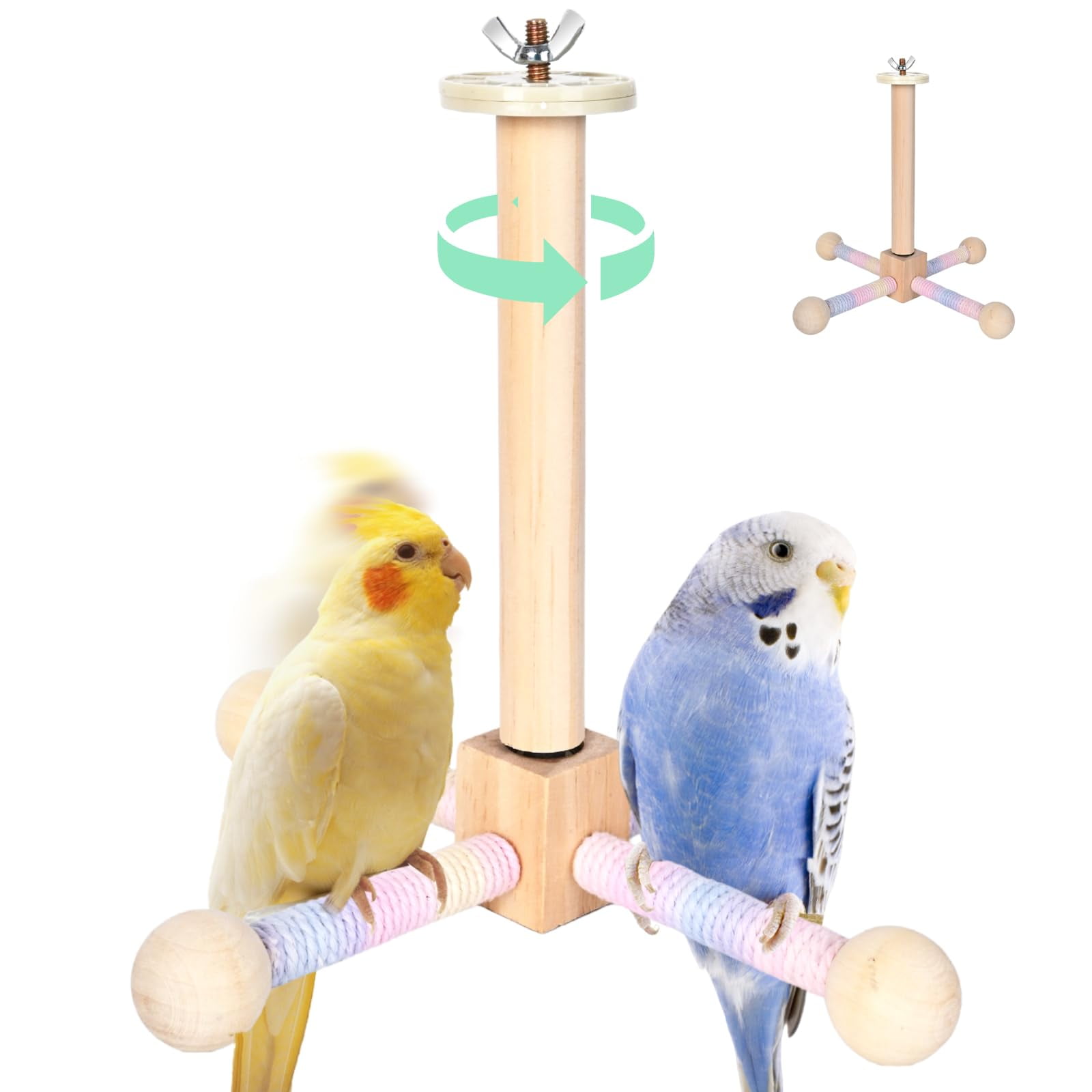 360 ° Spinning Bird Perch Toy for Parrots – Anti-Boredom Stand for Conures, Cockatiels, Lovebirds, Parakeets, Quakers, Caiques