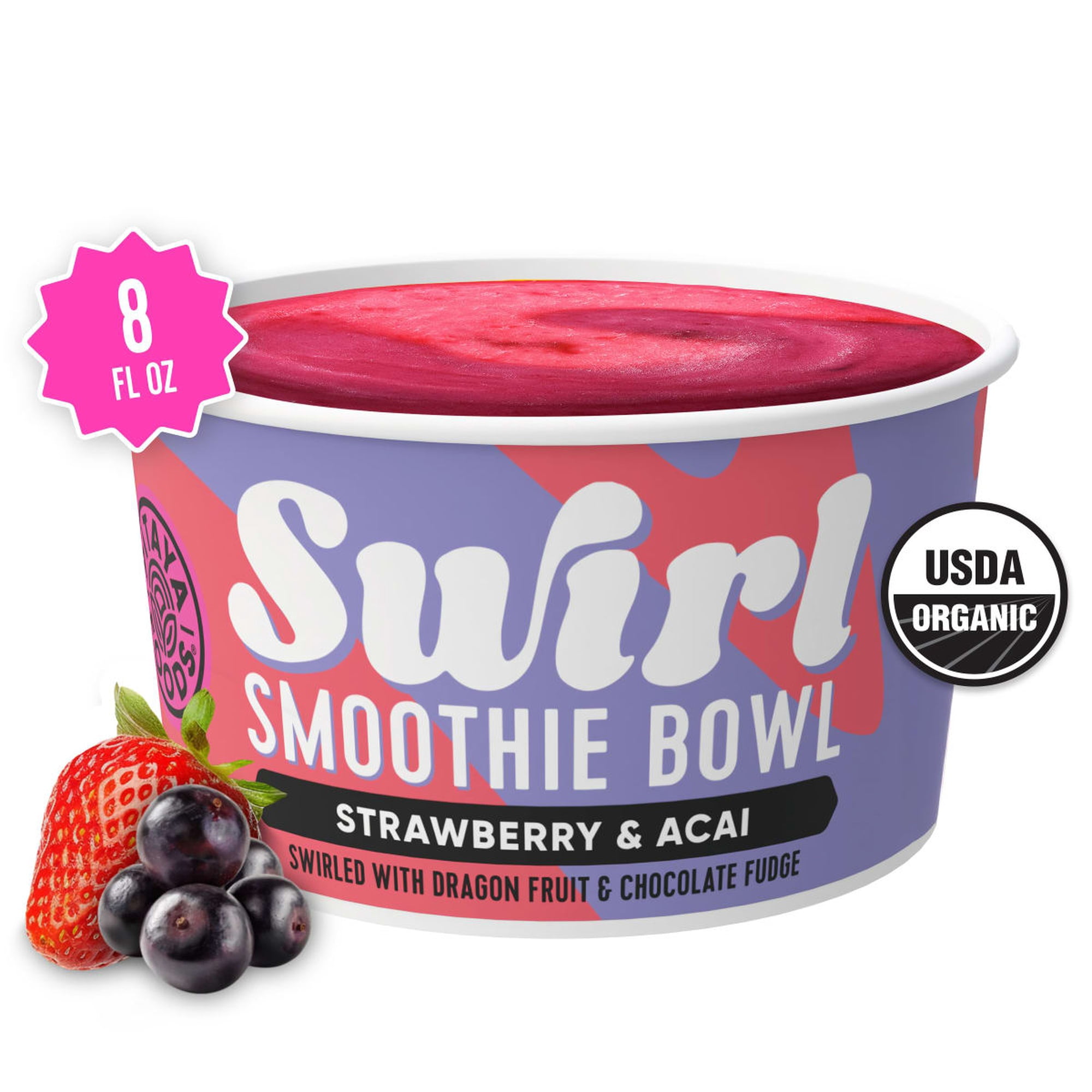 Pitaya Foods Acai and Strawberry Swirl Smoothie Bowl, 8 fl oz
