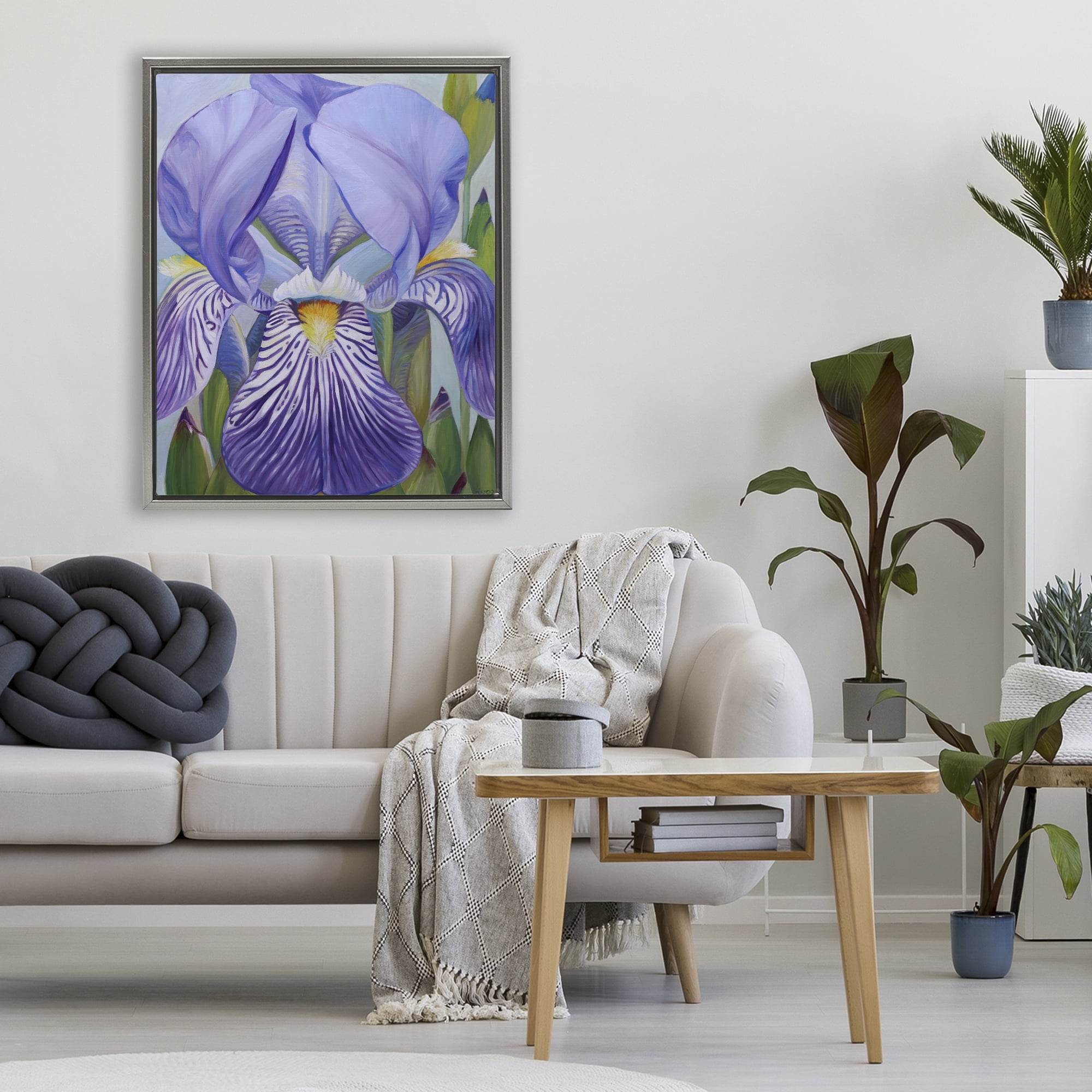Stupell Industries Blooming Purple Iris Petals Gray Framed Floater Canvas Wall Art, design by Violeta Vollmer