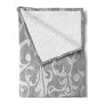 thumbnail image 2 of Grey Soft Flannel Fleece Throw Blanket, Victorian Style Large Leaf Floral Pattern Swirl Classic Abstract French Vintage Print, Cozy Plush for Indoor and Outdoor Use, 60" x 80", Grey, by Ambesonne, 2 of 5