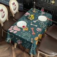 thumbnail image 5 of Paw Prints and Bones Rectangle Tablecloth 60"x102",Waterproof Polyester Rectangle Table Cloth, Wipeable Spillproof Polyester Tablecloth for Dining, Camping, Indoor and Outdoor, 5 of 6