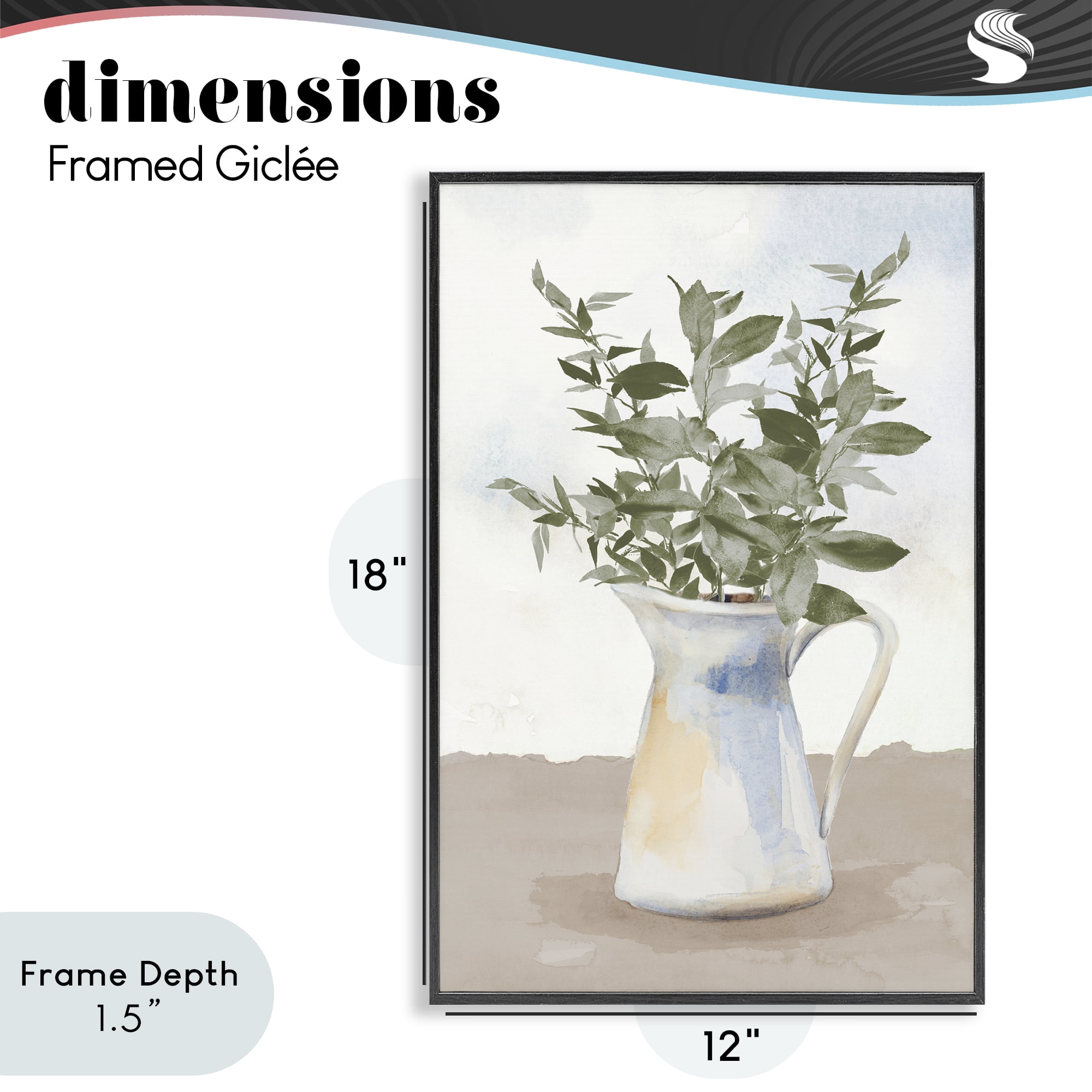 Stupell Industries Eucalyptus Botanicals Vase Black Framed Giclee Art, design by Lanie Loreth