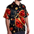 thumbnail image 2 of Seven Starred Ladybird Men's Short Sleeve Poplin Shirt, Casual Button Down Shirts, Printed Summer Beach Shirt, Unisex Casual Button Down Top, 2 of 6