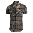 thumbnail image 4 of Men's Summer T-Shirts Double Pockets Plaid Shirts Casual Lightweight Tees Slim Fit Short Sleeve Tops Classic Vintage Button Down Shirt for Party, Vacation, 4 of 4