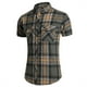 thumbnail image 2 of Mens Manga Corta Botón Abajo Camisas Cuadrado Gira Abajo Cuello Casual Camisa para Hombres, Blusa de Verano de Poliéster, 2 of 4