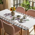 thumbnail image 3 of Spring Flowers Table Cloths for 4 Foot Rectangle Tables, Watercolor Floral Leaf Black Plaid Patio Waterproof Elastic Fitted Tablecloths, Washable Rectangular Table Cover for Camping, 3 of 8