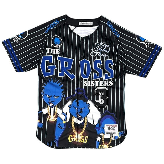 The Proud Family Gross Sisters Men Headgear Classics Embroidered Baseball Jersey (Small, Black)