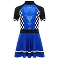 thumbnail image 3 of iiniim Kids Girls Racer Racing Driver Costumes Halloween Cosplay Party Dress Up Shiny Sequins Dance Dress Royal Blue 8, 3 of 7