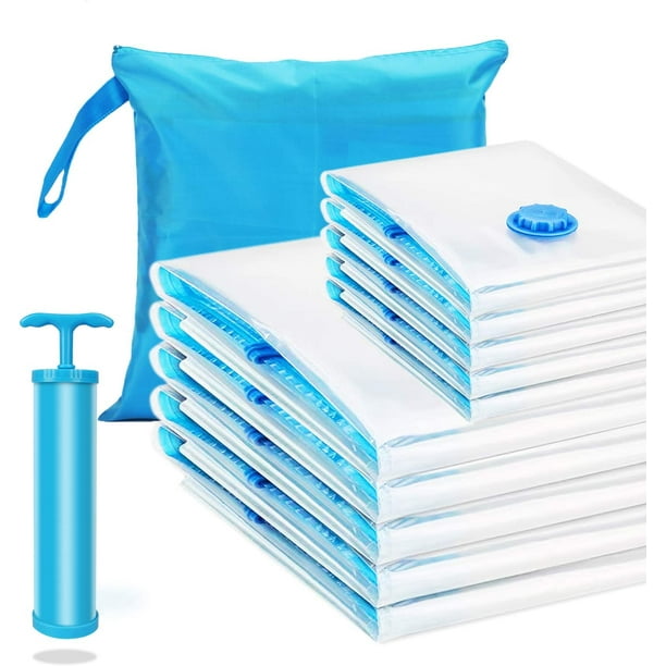 Paquete de 10 Bolsas de Almacenamiento al Vacío XXL*4 Piezas Bolsa de Vacío Reutilizable Compactador de Ropa Bolsa de Vacío XL con Bomba para Edredones Colchones Ropa de Cama Almohadas