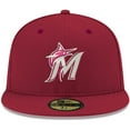 thumbnail image 2 of Men's New Era Cardinal Miami Marlins White Logo 59FIFTY Fitted Hat, 2 of 6