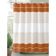 thumbnail image 2 of Boanket Polyester Fabric Orange Beige Stripe Shower Curtain, Modern Art Horizontal Striped Waterproof Bathtub Curtain Bathroom Decor Set with Hooks 72 x 96 Inches,, 2 of 6