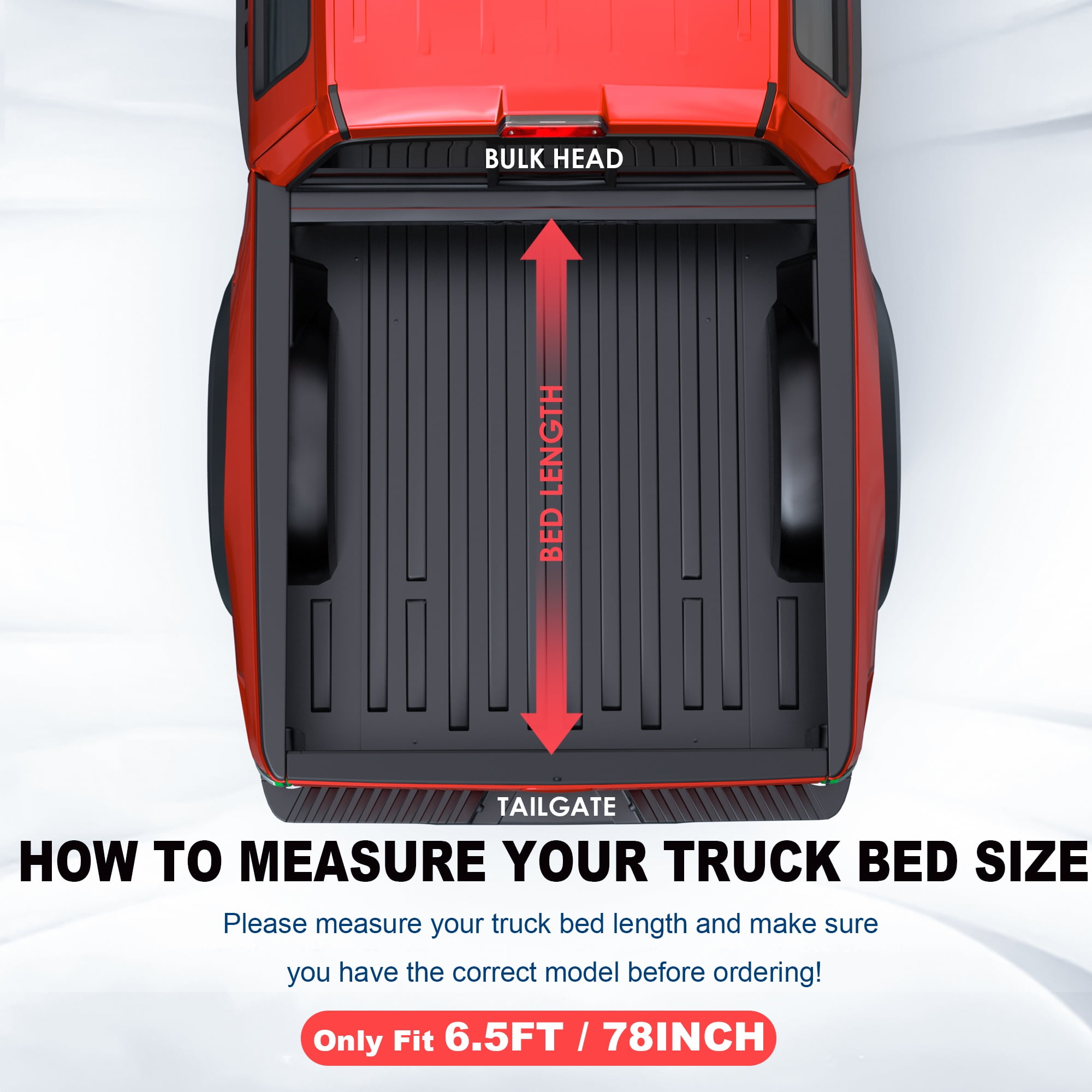 MOSTPLUS FRP 6.5FT 4-Fold Hard Truck Tonneau Cover for 99-26 Ford F-250 F-350 Truck Bed On Top Quad Fold