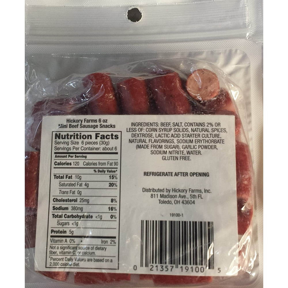 Hickory Farms Original Mini Beef Sausage Snacks 6 oz. Package Walmart