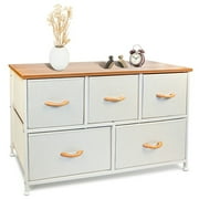 Bigroof Dresser for Bedroom, Dresser with 5 Drawers for Closet,Hallway, Fabric Storage Dresser, Chest of Drawers,Steel Frame, Wood Top, Easy Pull Handle