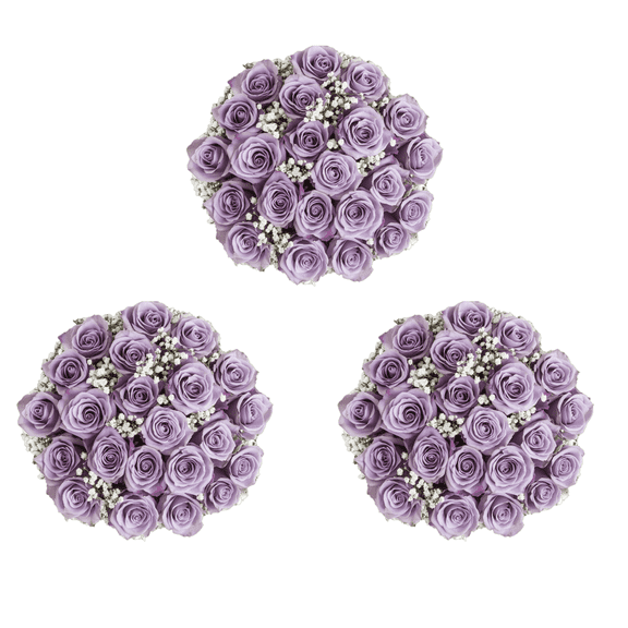 3 Dozen Lavender Roses with Baby's breath and Green- Fresh Flower Delivery