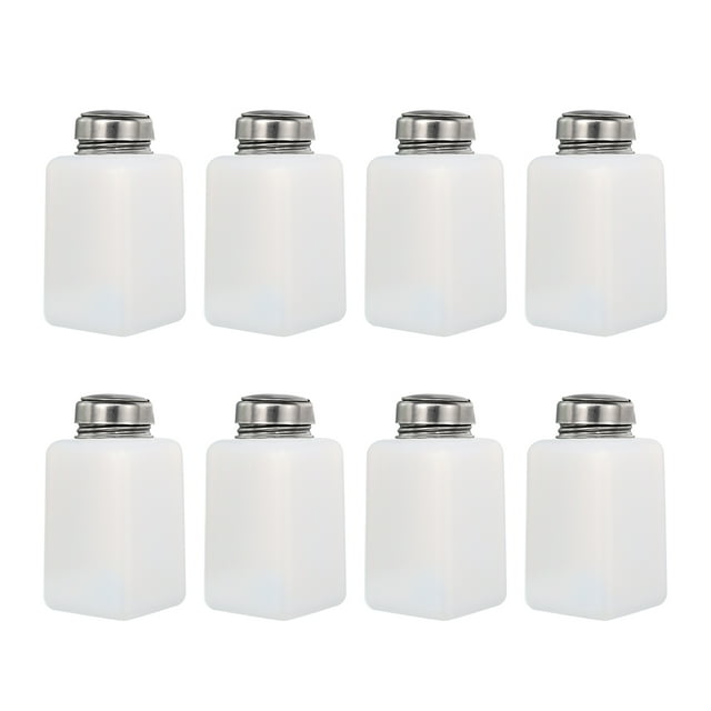 Unique Bargains 8pcs 6,8 Oz/200ml Alcool Pousser vers le Bas Pompe Distributeur Bouteille Presse Liquide Récipient Vide, Blanc