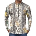 thumbnail image 3 of Realistic Tree Bark Camo Quarter Zip Pullover for Men, Long Sleeve Hunting Fishing Jersey with Moisture Wicking Quick Dry Fabric - Lightweight Outdoor Athletic Performance Tops Earthy Yellow S, 3 of 6