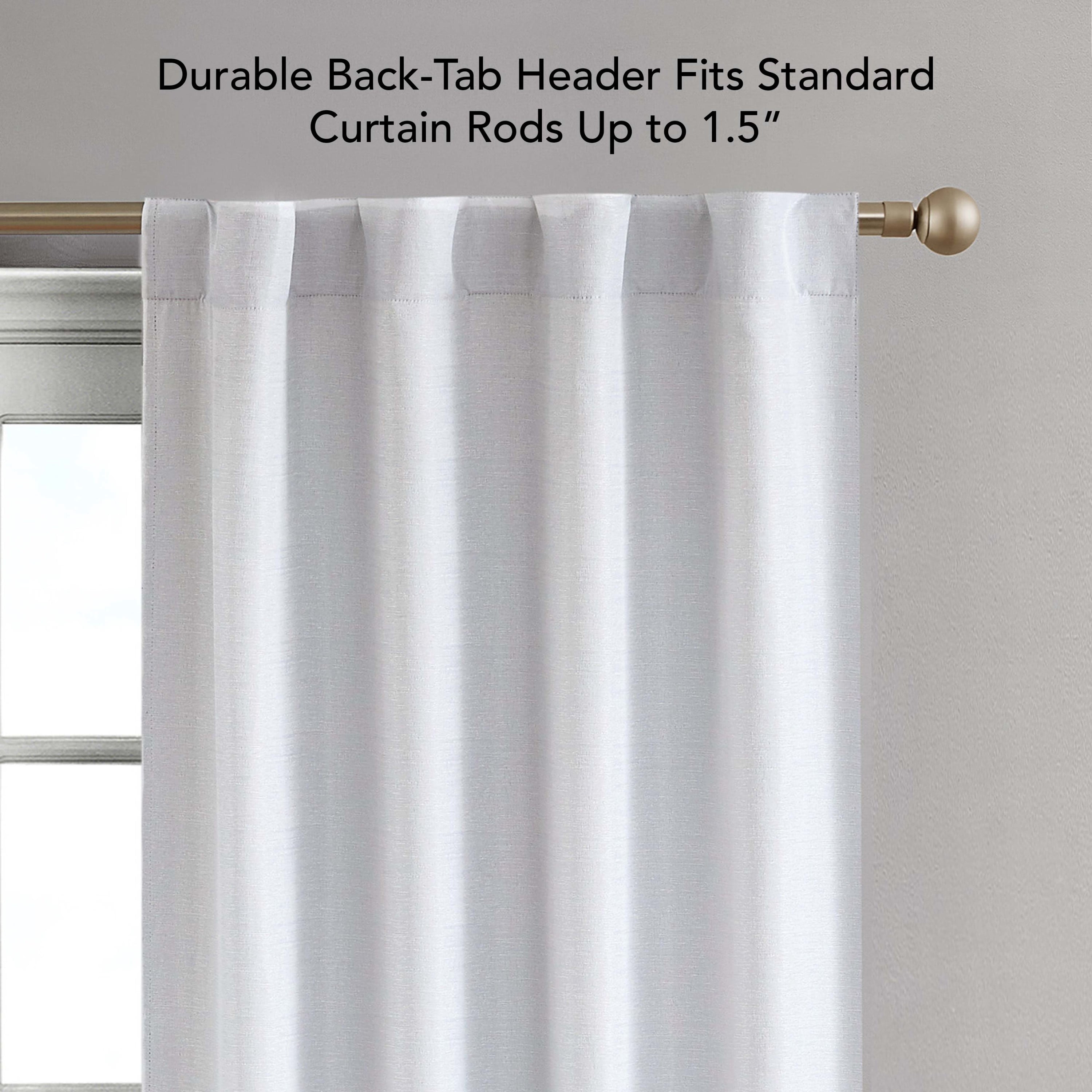 Tobie Blackout Window Curtain Panels with Tiebacks, Back Tab,  White, 38" x 96"