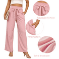 thumbnail image 3 of Gleelaud Women's Wide Leg Pants with Pockets Lightweight High Waisted Adjustable Tie Knot Loose Trousers Pink, 3 of 7