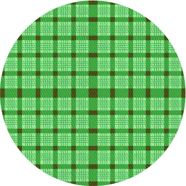 Ahgly Company Tapis d'Intérieur Ronds de Style Transitionnel Lavables à la Machine, Vert Néon, 4 Pieds Rond