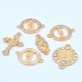 thumbnail image 5 of 30pcs 6 Styles，Alloy Mixed Rhinestone Religious Cross and Center Miraculous Medal Charms Our Lady Virgin Mary Jesus Pendant Links for DIY Rosary Beads Necklace Jewelry Making，Golden, 5 of 8