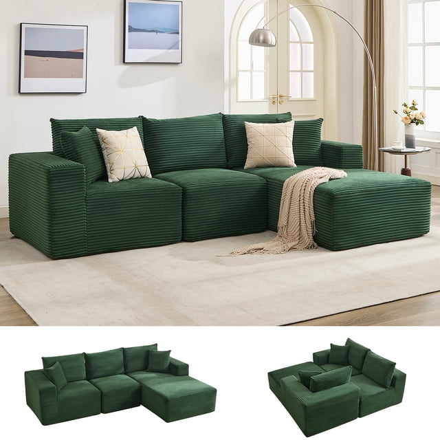 Kojooin 108" Modular Sectional Sofa - L Shaped Boneless Cloud Couch with 67.5" Chaise, Reversible L/R Facing, No Assembly Required