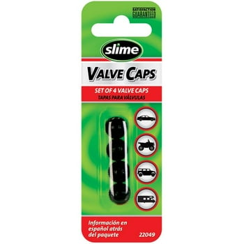 Slime Black Plastic Replacement Valve Caps (4PC) - 22049