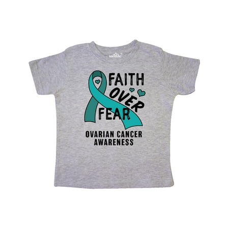 

Inktastic Ovarian Cancer Awareness Faith Over Fear with Teal Ribbon Gift Toddler Boy or Toddler Girl T-Shirt