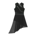 thumbnail image 6 of Jowowha Women's Lyrical Dance Costume High Low Rhinestone Modern Contemporary Dance Dress Black XXL, 6 of 7