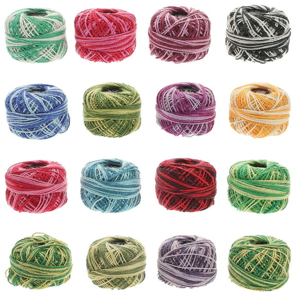 HERFIER 16 Roll Embroidery Thread Set Cross Embroidery Wool Cotton Line Craft Supplies for Home Gift Making (Mixed Color) 1.77x1.77x1.77in