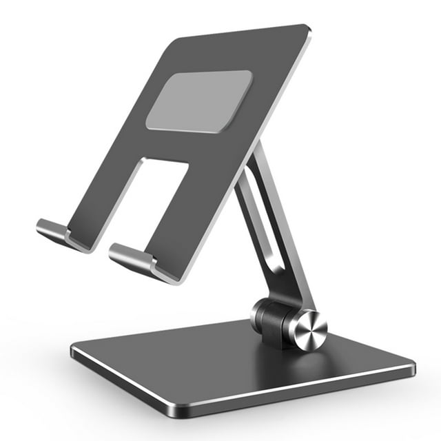 Graflsoa Support de Téléphone et de Tablette en Alliage d'Aluminium Ajustable, Pliable et Portable, Base en Silicone Antidérapante, Argent/gris, Angle de 180°, Design Compact