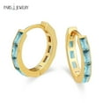 thumbnail image 2 of Paris Jewelry 3 Ct Aquamarine Emerald Cut Hoop Earrings, 18K Yellow Gold Jewelry Gift for Women plated, 2 of 4