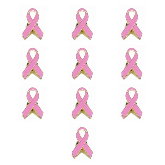Sofullue 10Pieces Hope Ribbon Brooch Pink Breast Cancer Awareness Buttons Badge Lapel Pin