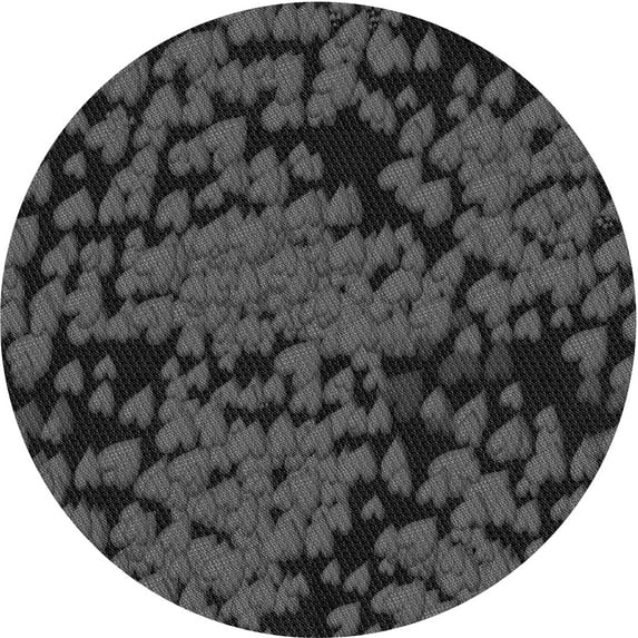 Ahgly Company Indoor Round Patterned Charcoal Black Area Rugs, 4' Round