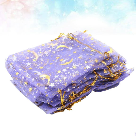 ELAYARD 50Pcs Clear Drawstring Bags for Storage Violet Organza Candy Pouches