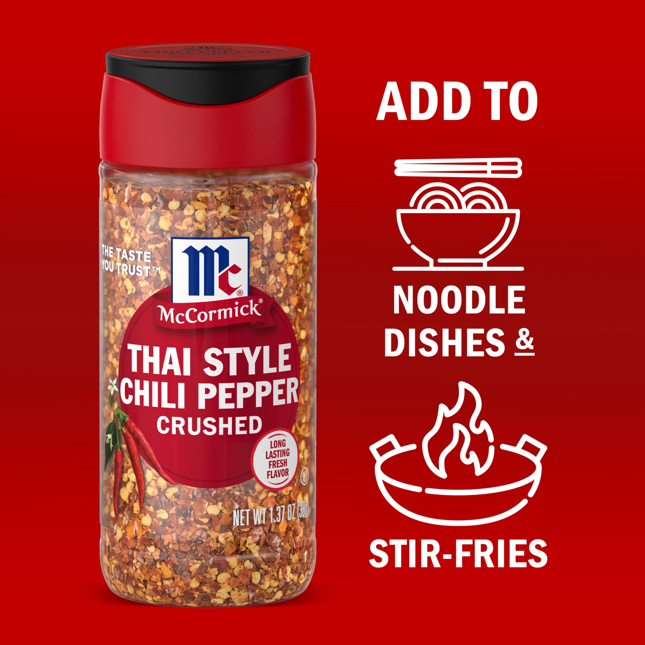 (3 pack) McCormick Crushed Thai Style Chili Pepper, 1.37 oz Bottle