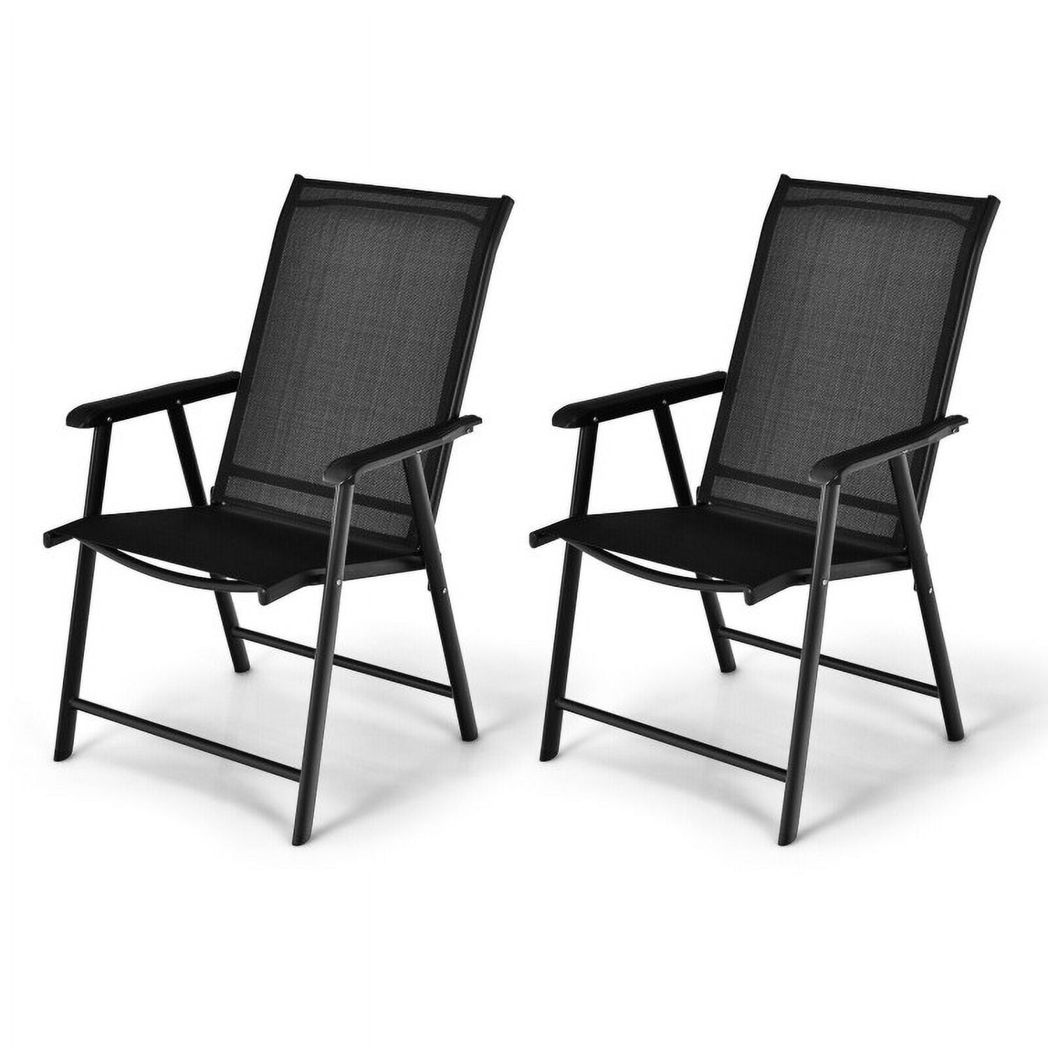 Aimee Lii Set of 2 Outdoor Patio Folding Chair with Ergonomic Armrests, Outdoor Patio Set, Black