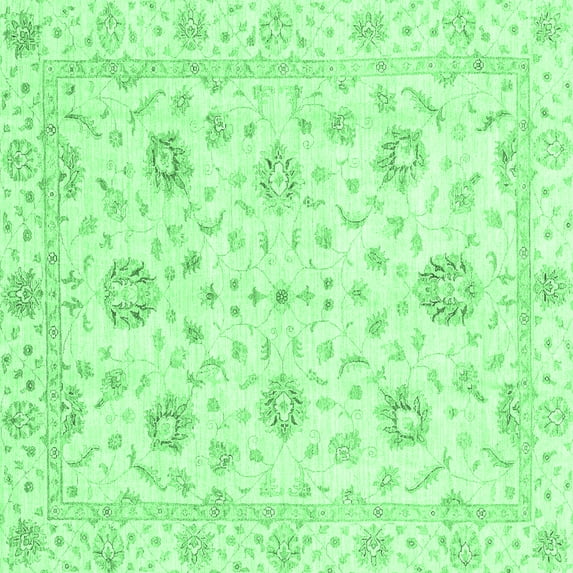 Ahgly Company Indoor Square Oriental Emerald Green Modern Area Rugs, 8' Square