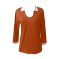 thumbnail image 3 of MHFRRA Camiseta de Manga Larga con Cuello En V Ajustado y Cuello En Bloque de Color para Mujer Rd1, 3 of 3
