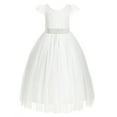 thumbnail image 2 of Ekidsbridal Girl Wedding Flower Girl Dress - Ivory Cap Sleeves V-Back Lace with Tiebow 622T-A (Size: 2-10), 2 of 3