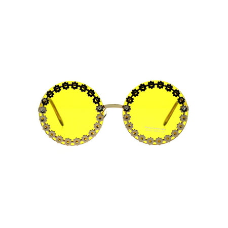 Womens Floral Metal Stud Circle Round Lens Hippie Sunglasses
