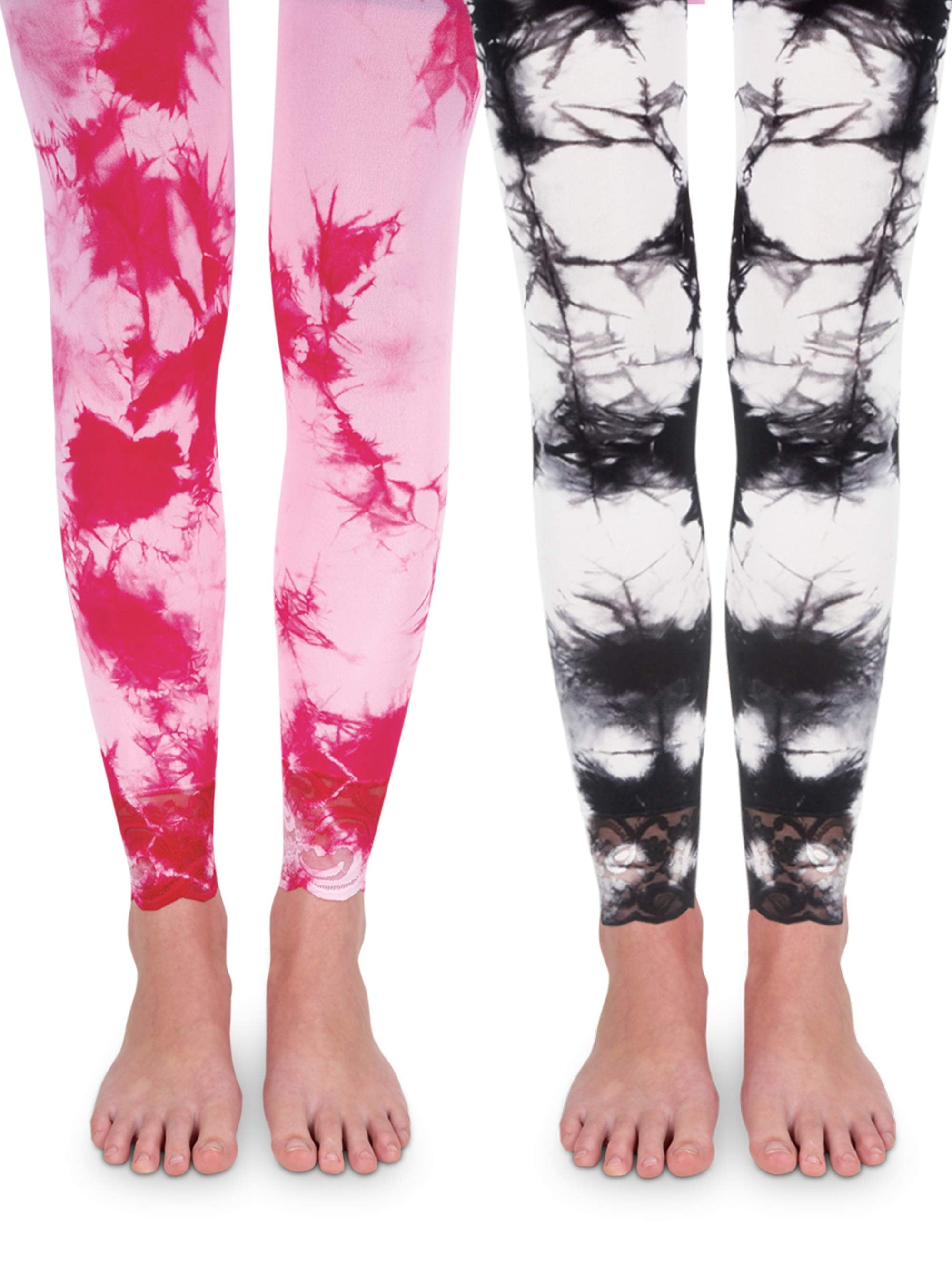 Jefferies Socks Girls Footless Lace Tights 2Pack, Sizes XSL