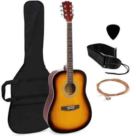 Acoustic Guitar Starter Kits - Best Choice Products 41in Full Size All-Wood Acoustic Guitar Starter Kit with Case, Pick, Shoulder Strap, Extra Strings (Sunburst)