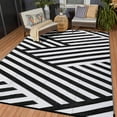 thumbnail image 4 of Outdoor Rug 5'x8' Waterproof Outdoor Rug for Patio Beach Picnic Garden and Balcony Plastic Straw Rug,Black and White Twill, 4 of 7